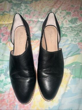 Madewell Black Leather Pointed Slip-On Flats